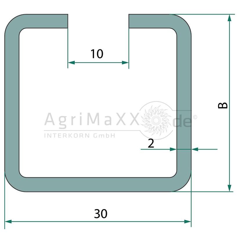 4 Kant-Schlitzrohr 40x30x2,0mm Alu blank