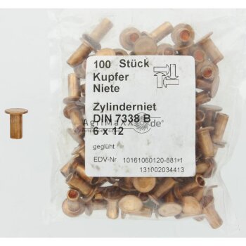 VPE100 Kupferniete 6x12 DIN 7338
