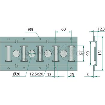 Kombi- Schiene 3000mm Alu 20mm