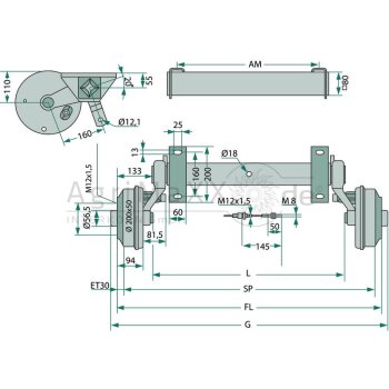 AL-KO Gummifederachse SWING CB 1355 - 4025035