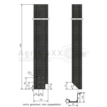 Stirnwandrunge - Länge: 3300 mm