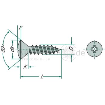 Linsensenk-Blechschraube 3,9x22 DIN 7983