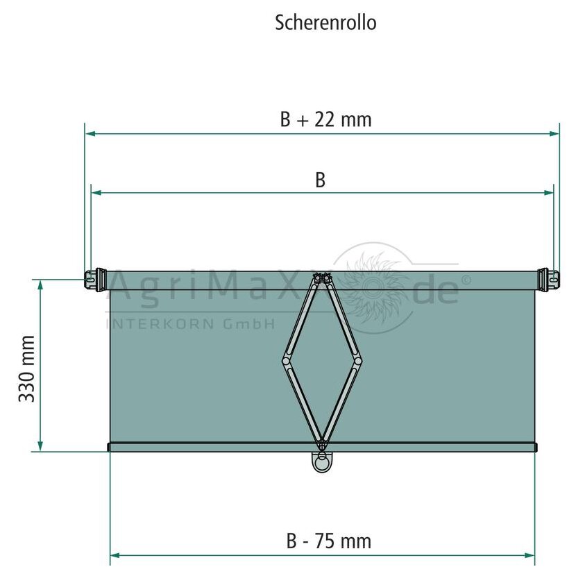 Scherenrollo Breite 700mm Höhe 330 mm Blendschutz Sonnenschutz