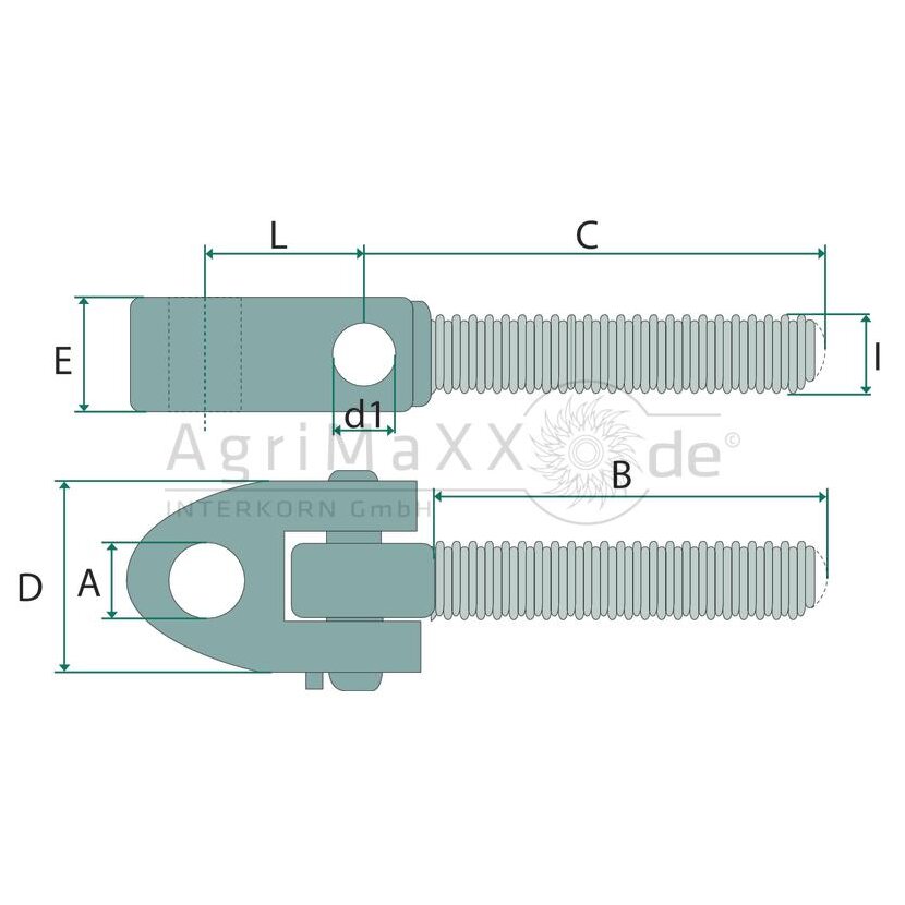 Gabelkopf - Durchmesser: 25,4 mm - Länge: 63 mm