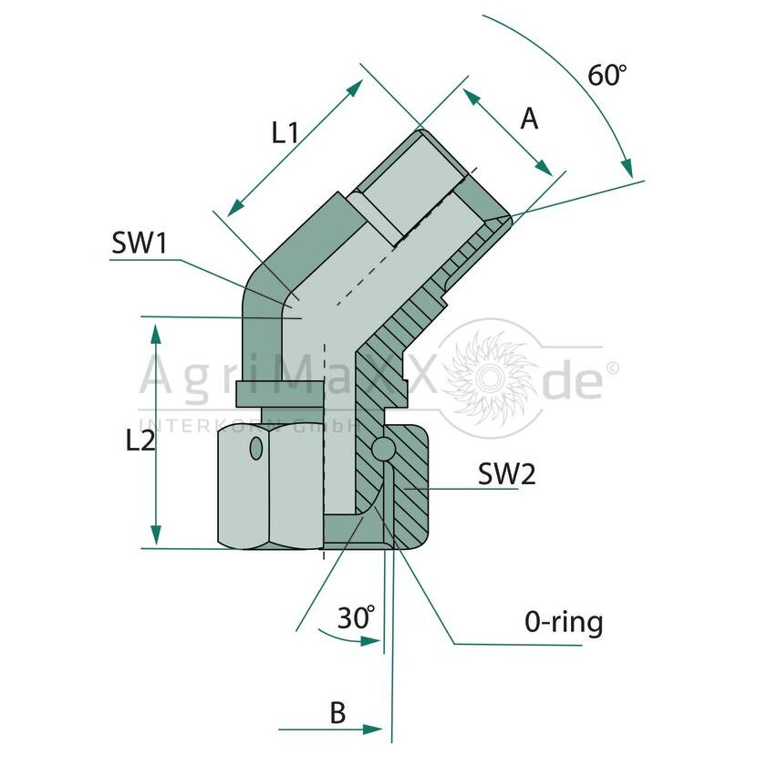 WA 1.1/4 M-BSP x FS-BSP 45°