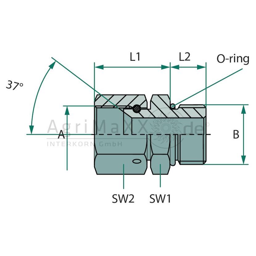 GA 3/4 FS-JIC x 1.1/16 M-UNF-WD