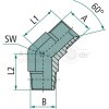 WA 3/4 M-BSP x 3/4 M-NPT 45°