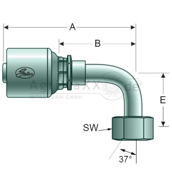 Gates PNE 12 DKJ 7/8"" 90° SL=47 - 8G-10FJX90M