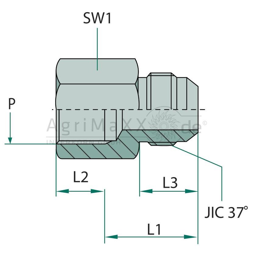 GA 7/8 M-JIC x 1/2 F-NPT