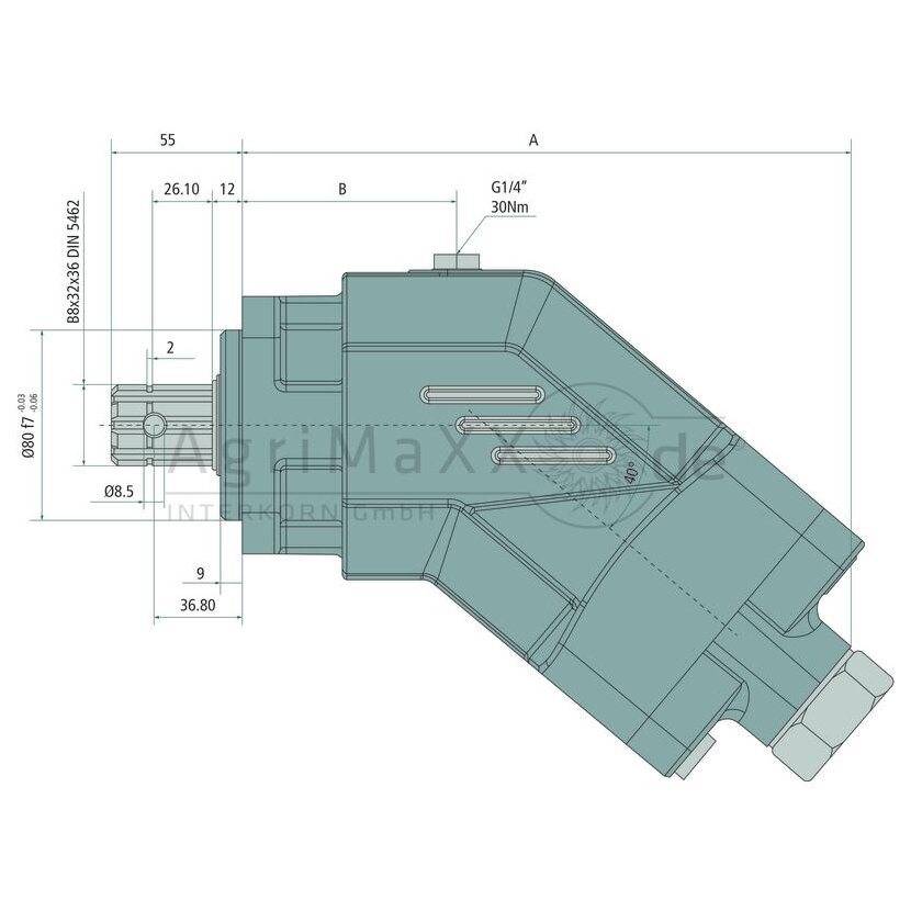 HYPEX Kolbepumpe ISO 063cc Links 32x36 DIN5462