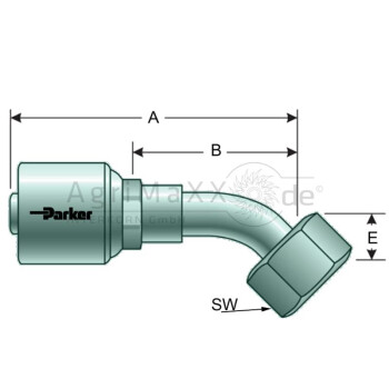 Parker PNE 06 DKORF 9/16"" 45° - 1J748-4-4