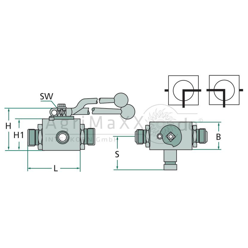 Kugelhahn BKH-3L-12S (M20x1,5)